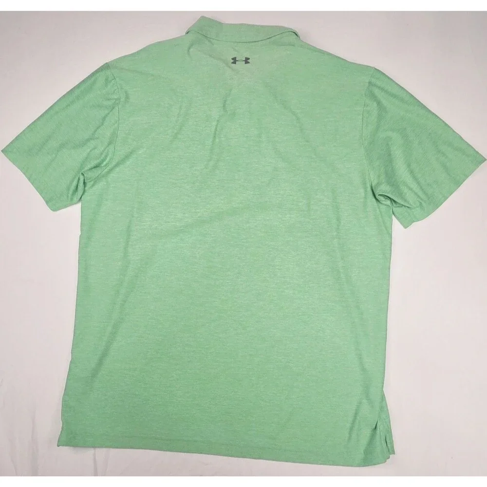 Under Armour Polo Shirt Mens Large Heather Green HeatGear Loose Fit Golf Top